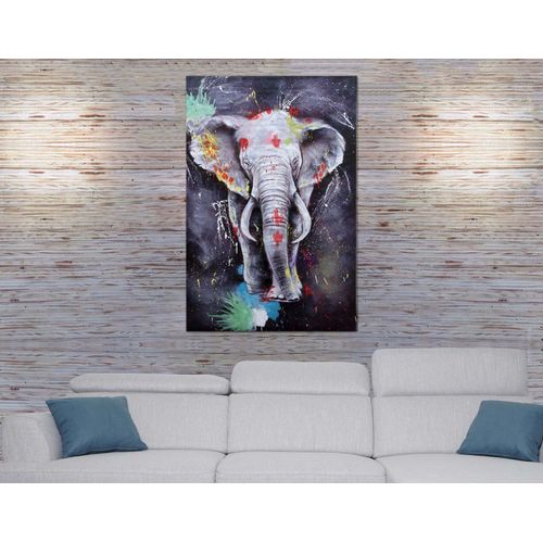 Peinture À L'huile Éléfant Hwc-H25, Peinture Sur Toile Xl, Peinte À La Main   150x100cm