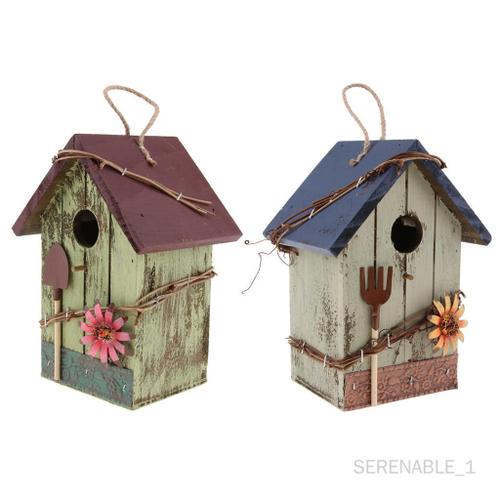 2 X Chalets De Campagne, Nichoir En Bois, Nichoir Suspendu, Jardin