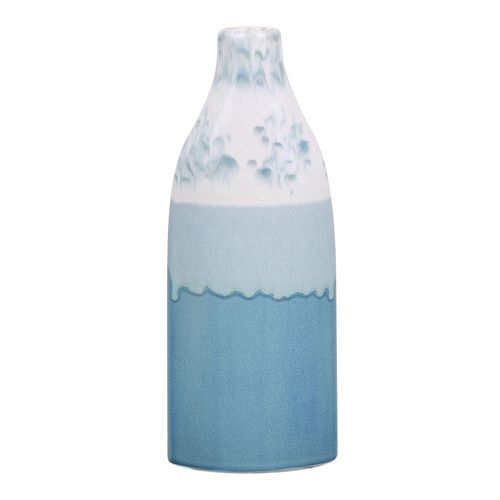 Grès Vase à fleurs 30 cm Bleu Blanc CALLIPOLIS