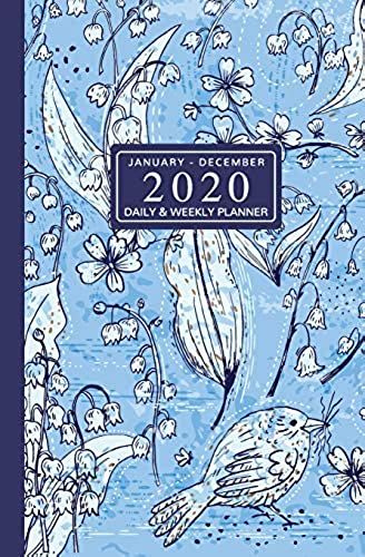 January - December 2020 Daily & Weekly Planner: Mini Calendar; Bonus Word Search Puzzles; Blue Bird With Lily Of The Valley Art