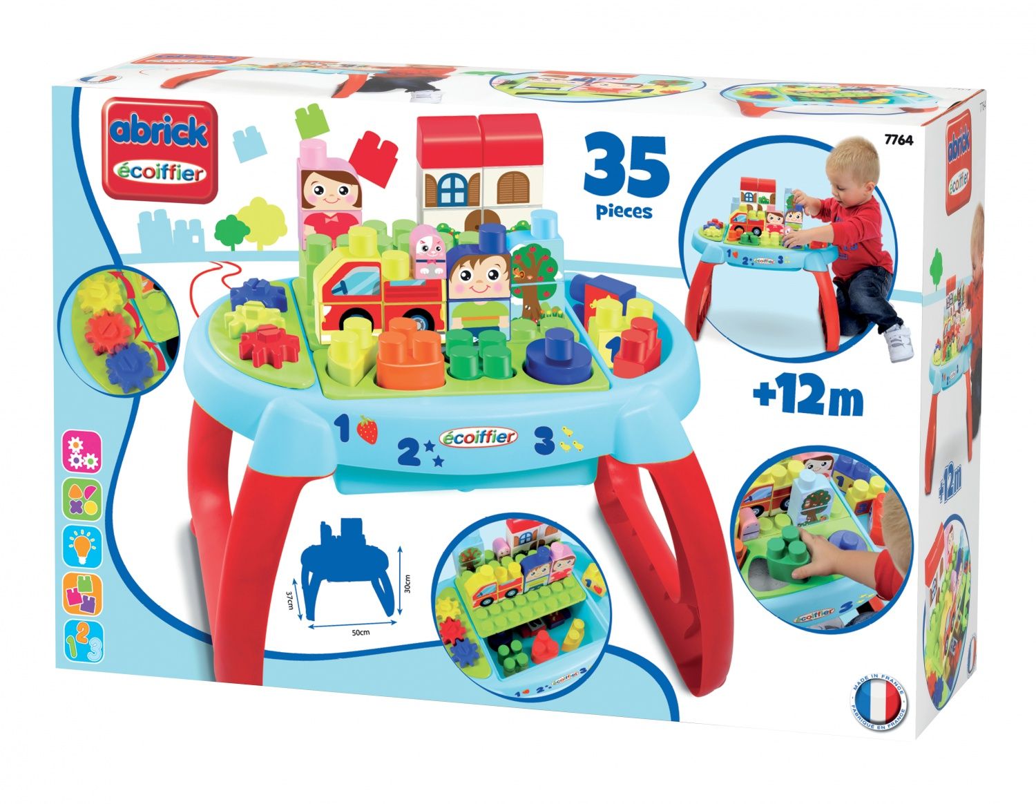 Ecoiffier 7763 Les Maxi Discovery Table Abrick Play, 80 x 60 x 37