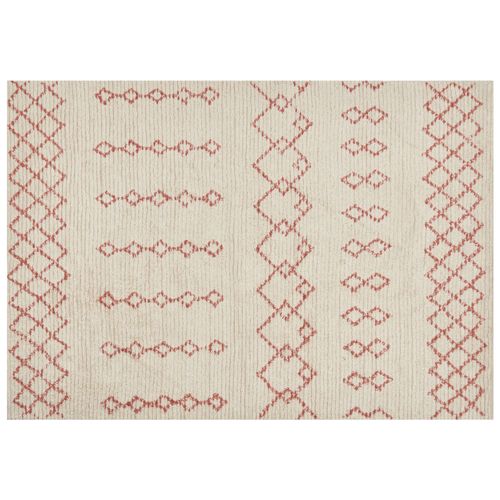 Tapis En Coton 160 X 230 Cm Beige Et Rose Buxar