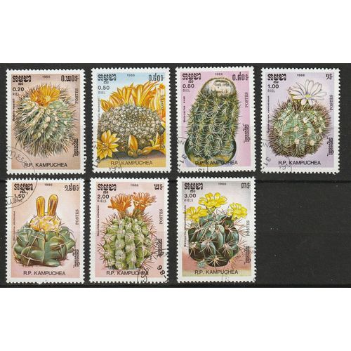 Cambodge, Timbres Oblitérés Série Complète Sur Les Cactus 1986 N° 646 À 652
