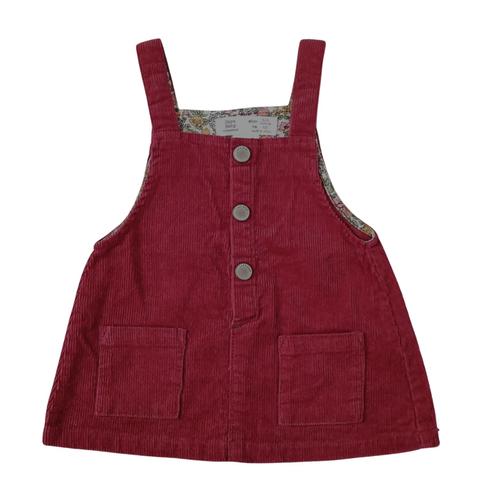 Robe En Velours Bordeaux A Bretelles Sans Manche. Zara Baby. Coton. Taille 3 A 6 Mois