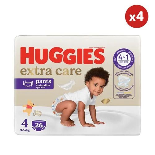 Huggies Extra Care Pants, 104 Couches, Taille 4 (9-14 Kg)