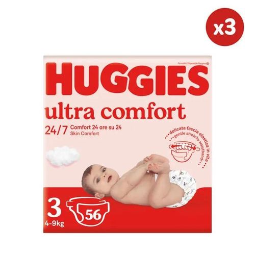 Huggies Ultra Comfort, 3x56 Couches, Taille 3 (4-9 Kg)