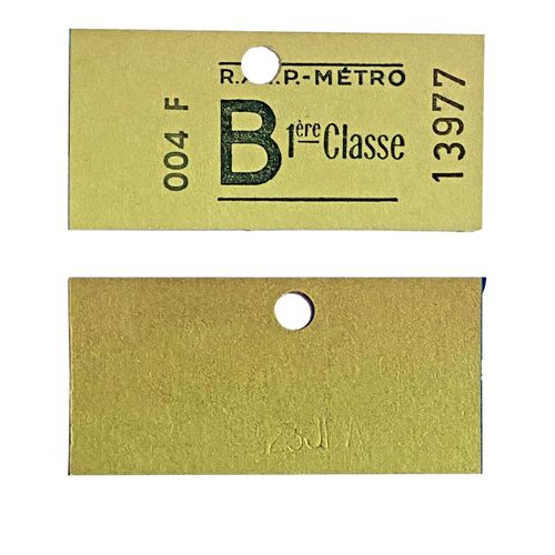 Ticket Metro Ratp Paris 1ere Classe Poinçonné Parfait État Années Post Février 1970