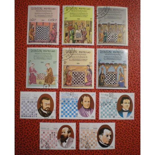 Lot De 11 Timbres Oblitérés - Laos - Jeu D'échecs