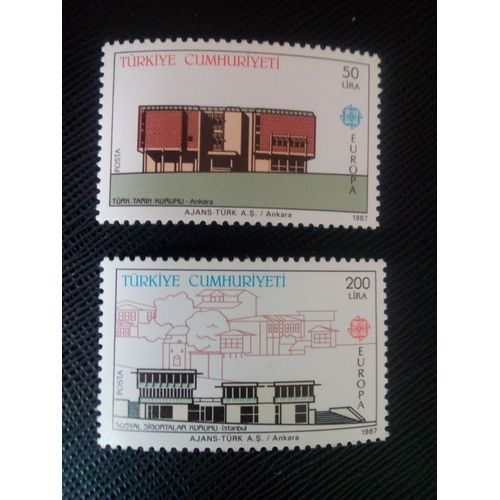 Timbre Turquie Y T 2533 / 2534 Série : Europe (C.E.P.T.) - Moderne 1987 ( 060107 )