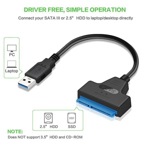 Dupoem Adaptateur Sata Vers USB 3.0, Adapté Aux Disques Durs