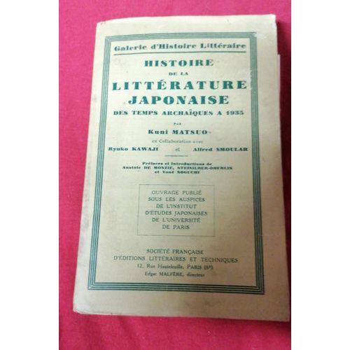 Histoire De La Littérature Japonaise Des Temps Archaïques À 1935