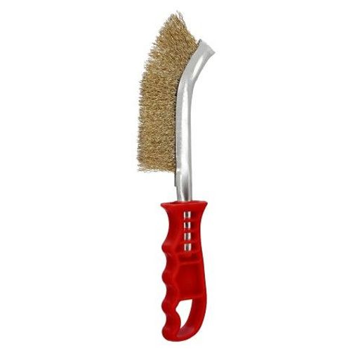 Cepillo Acero Latonado Mango Rojo 25 cm. cepillo EliminaciÃ³n Oxido, Pintura, Pulido De Metales.