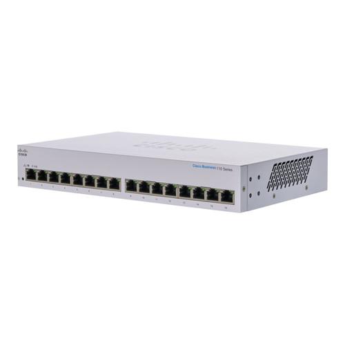 Cisco Business 110 Series 110-16T - Commutateur - non géré - 16 x 10/100/1000 - de bureau, Montable sur rack, fixation murale