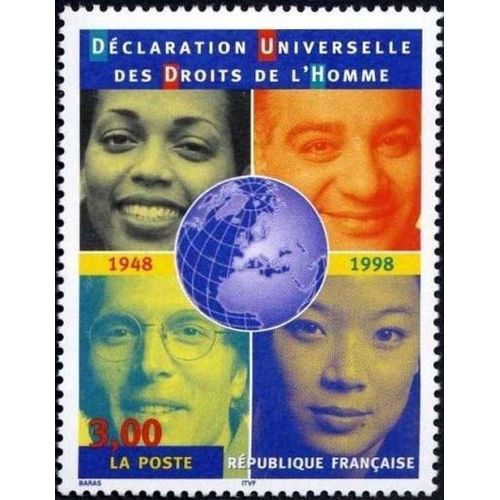 Timbre France 1998 Oblitéré Déclaration Universelle Des Droits De L'homme 1948-1998 3.00 Yt3208