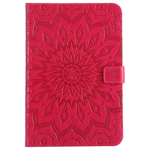 Coque Motif Flowers Relief Motif Pu Cuir Etui À Rabat Pour Samsung Galaxy Tab A 8.0 T350, Rouge