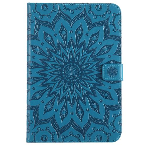 Coque Motif Flowers Relief Motif Pu Cuir Etui À Rabat Pour Samsung Galaxy Tab A 8.0 T350 - Bleu