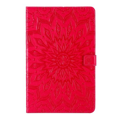 Coque Motif Flowers Relief Motif Pu Cuir Etui À Rabat Pour Samsung Galaxy Tab A7 Lite Sm-T225 -T220, Rouge
