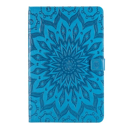 Coque Motif Flowers Relief Motif Pu Cuir Etui À Rabat Pour Samsung Galaxy Tab A7 Lite Sm-T225-T220, Bleu