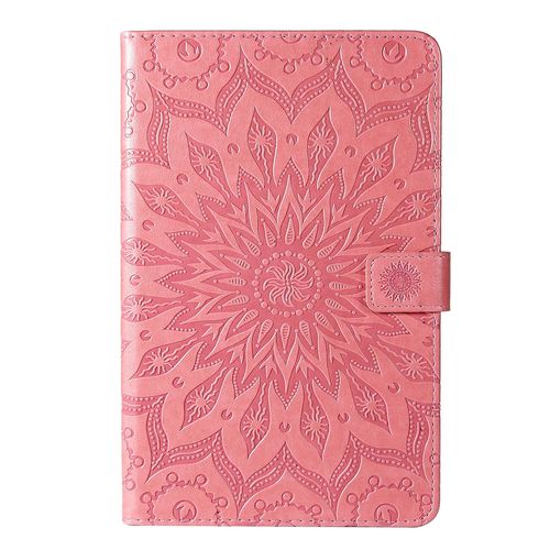 Coque Motif Flowers Relief Motif Pu Cuir Etui À Rabat Pour Samsung Galaxy Tab A7 Lite Sm-T225-T220 - Rose