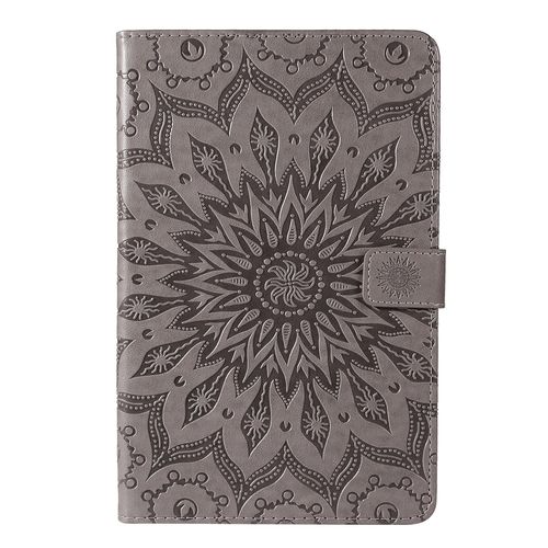 Coque Motif Flowers Relief Motif Pu Cuir Etui À Rabat Pour Samsung Galaxy Tab A7 Lite Sm-T225-T220, Gris