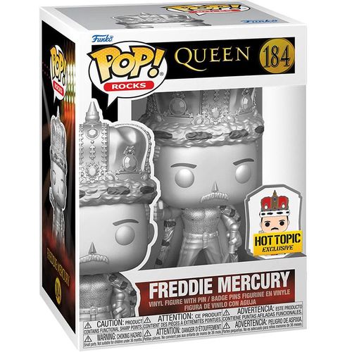Figurine Funko Pop - Queen N°184 - Freddie Mercury Avec Pin (Argent) (68953)