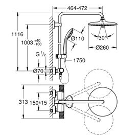 GROHE Colonne thermostatique 3 jets Ø 26 cm - 4067393000303
