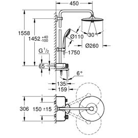 GROHE Colonne Thermostatique Bain 3 jets Ø26cm - 4067393000419