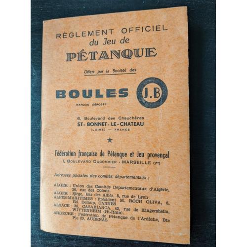 Règlement Officiel Du Jeu De Pétanque Boules Jb