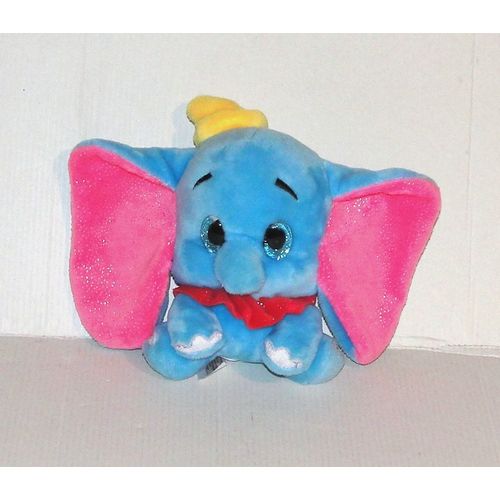 Doudou Dumbo Baby Bleu Rose Disney - Peluche Elephant Dumbo Brillant Nicotoy