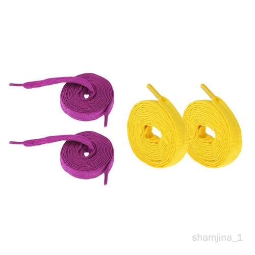 2 Paires De Lacets De Chaussures De Patin À Roulettes Baskets Lacets Cordes Pour Homme Et Femme Bricolage 2 Paires Violet + Jaune