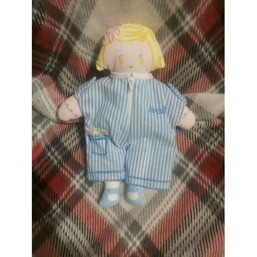 Poupée Tissu Combinaison Rayée Bleue Amovible Corolle Vintage