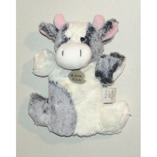 Doudou Vache Marionnette Grise Chiné Histoire D'ours