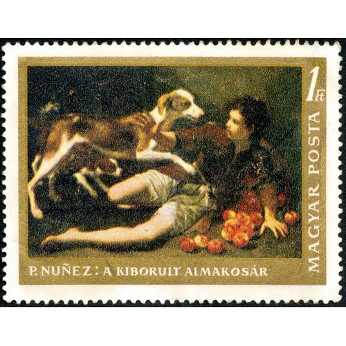 Timbre Magyar Posta, P. Nunez : A Kiborult Almakosar, 1 Ft