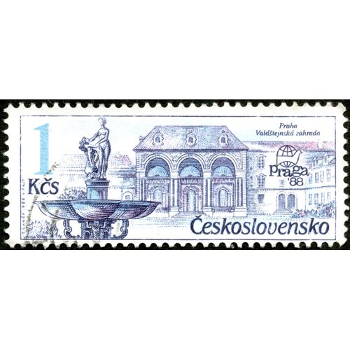 Timbre Oblitéré Ceskoslovensko, Praha, Valdstejnska Zahrada, Praga'88, 1 Kcs
