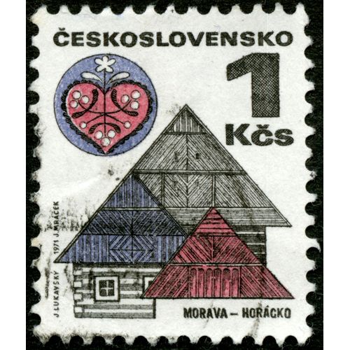 Timbre Oblitéré Ceskoslovensko, Morava-Horacko, 1 Kcs, 1971