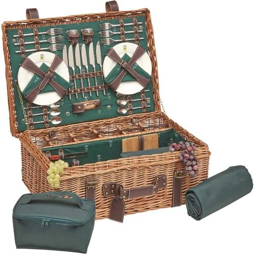 Les Jardins De La Comtesse Coffre À Pique-Nique En Cuir - Prestige Champs Elysée Pour 6 Personnes, Complet Avec Compartiment Isotherme - Dimensions : 57x37x23cm Picnic