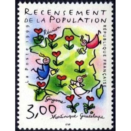 Timbre France 1999 Oblitéré Recensement De La Population 3.00 Yt3223