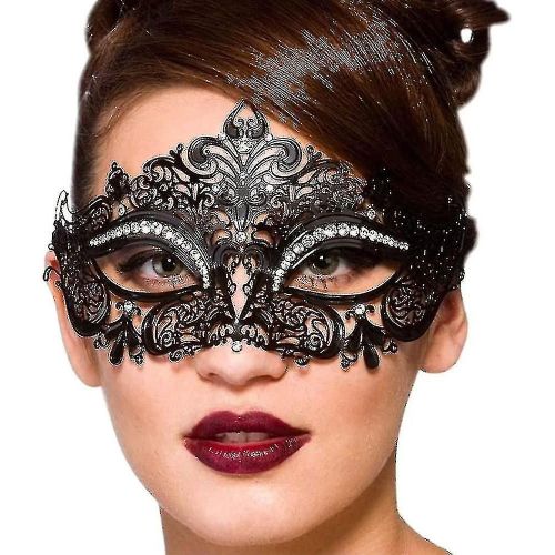Lady Of Luck Masquerade Masks, Venetian Masks, Metal Masquerade Mask Women'S Laser Cut Party Mask (Black Masquerade Mask For Women)-Xt