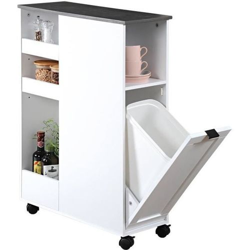 Chariot De Cuisine Avec Poubelle, Blanc, Kesper