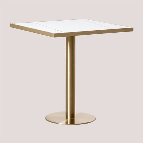 Table De Bar Carrée En Grès (70x70 Cm) Chack Champagne Blanc