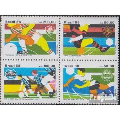 Brésil 2264-2267 Bloc De Quatre (Complète.Edition.) Neuf Avec Gomme Originale 1988 Gagnants Goldpokal Football