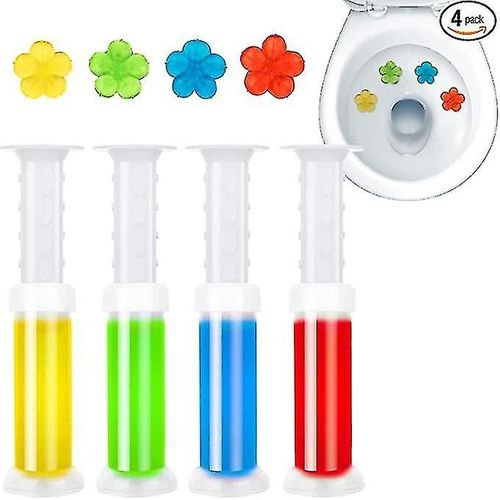 Toilet Gel Stamp, 4pcs Flower Fragrance Bathroom Deodorizer Bowl Cleaner Toilet Wand Refills
