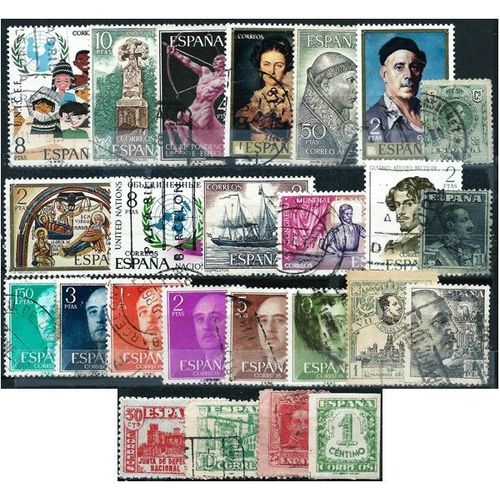 Espagne, Beau Lot Destockage - 25 Timbres Toutes Périodes, Certains Très Anciens, Belle Cote. Photo Contractuelle - Le Lot Que Vous Voyez Est Celui Que Vous Recevrez.