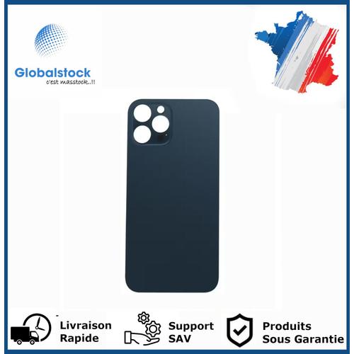 Vitre Arrière Pour Iphone 12 Pro Max Bleu Logo + Ce