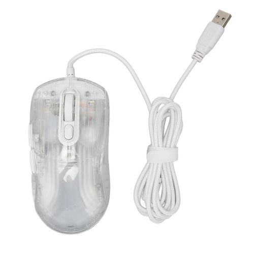 Wired Transparent Mouse 12800DPI 7 Key Macro Programming 13 RGB Lights Gaming Mouse for Windows for OS X