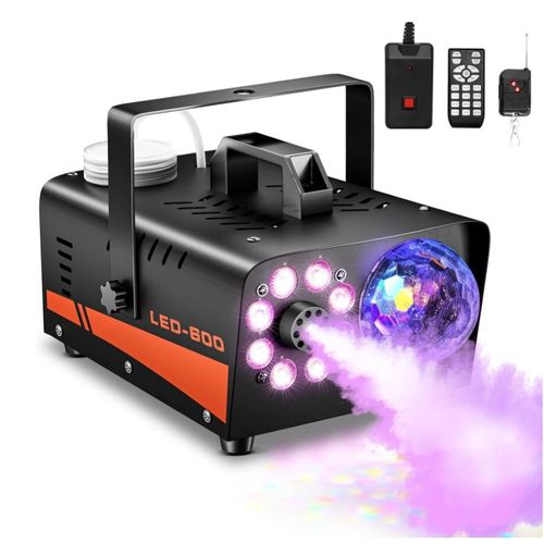 Machine à fumée 600W 3000 CFM avec fonction Auto-Spray, Machine à Brouillard avec Télécommande Sans Fil et 13 LED Lumière Effet Stroboscopique en Couleurs, pour DJ disco, Halloween, Noël
