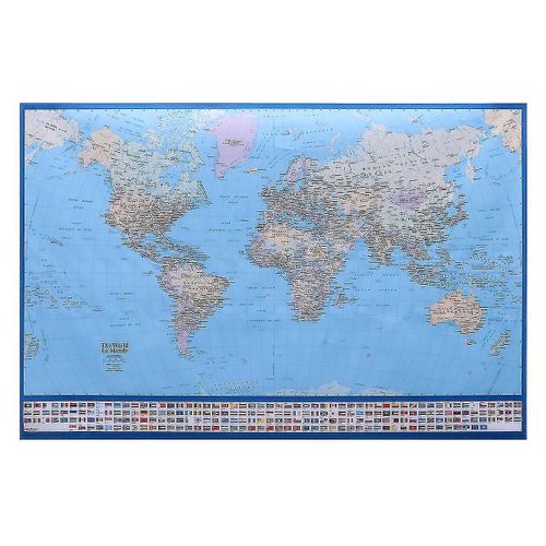 Carte Du Monde Géante Affiche Décorative Carte Décorative Du Monde Murale - 23.6 X 35.4 - Lamination Complète Pour L¿École De Bureau À Domicile