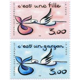 France 1999, Très Belle Paire Timbres Neuf** Luxe De Naissance, Yvert 3231 "C'est Une Fille" Et 3232 "C'est Un Garçon".