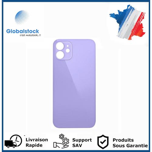 Vitre Arrière Pour Iphone 12 Violet Logo + Ce