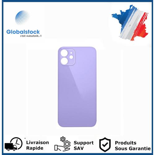 Vitre Arrière Pour Iphone 12 Mini Violet Logo + Ce